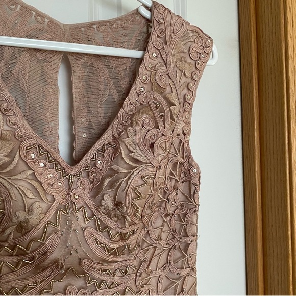 Sue Wong Nocturne Blush Pink Beaded Lace Dress Size 2 - Picture 2 of 12
